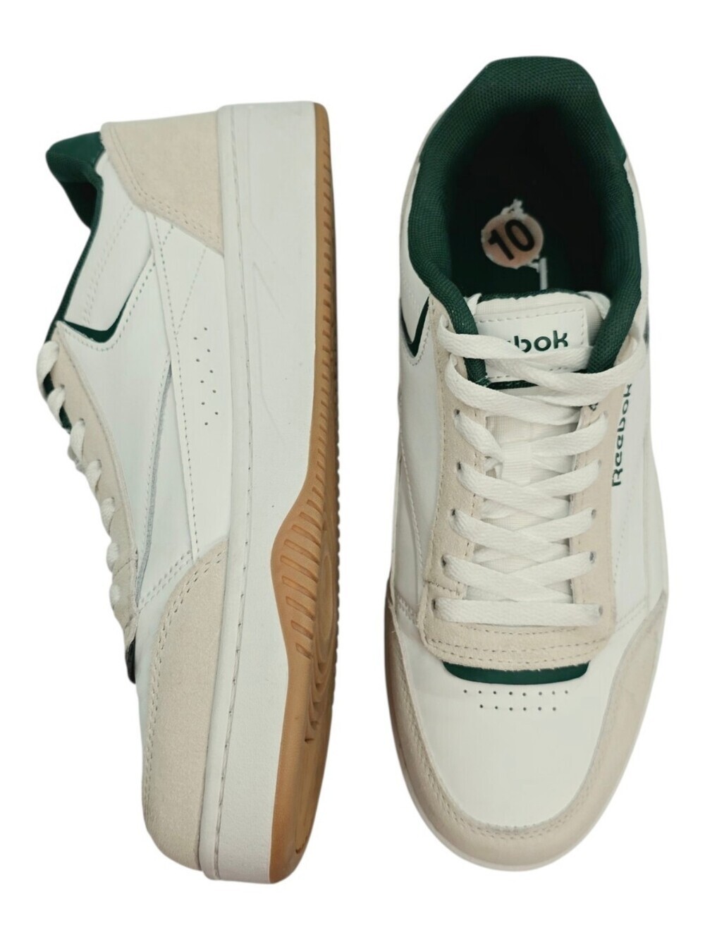 Reebok Men's Low-Top Sneakers in White, Dark Green, and Beige Size 10 - Picture 11 of 13